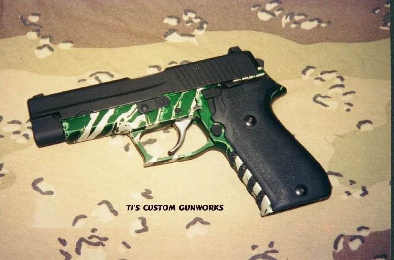 Custom Sig Sauer P220 With Forest Green & Silver Frame